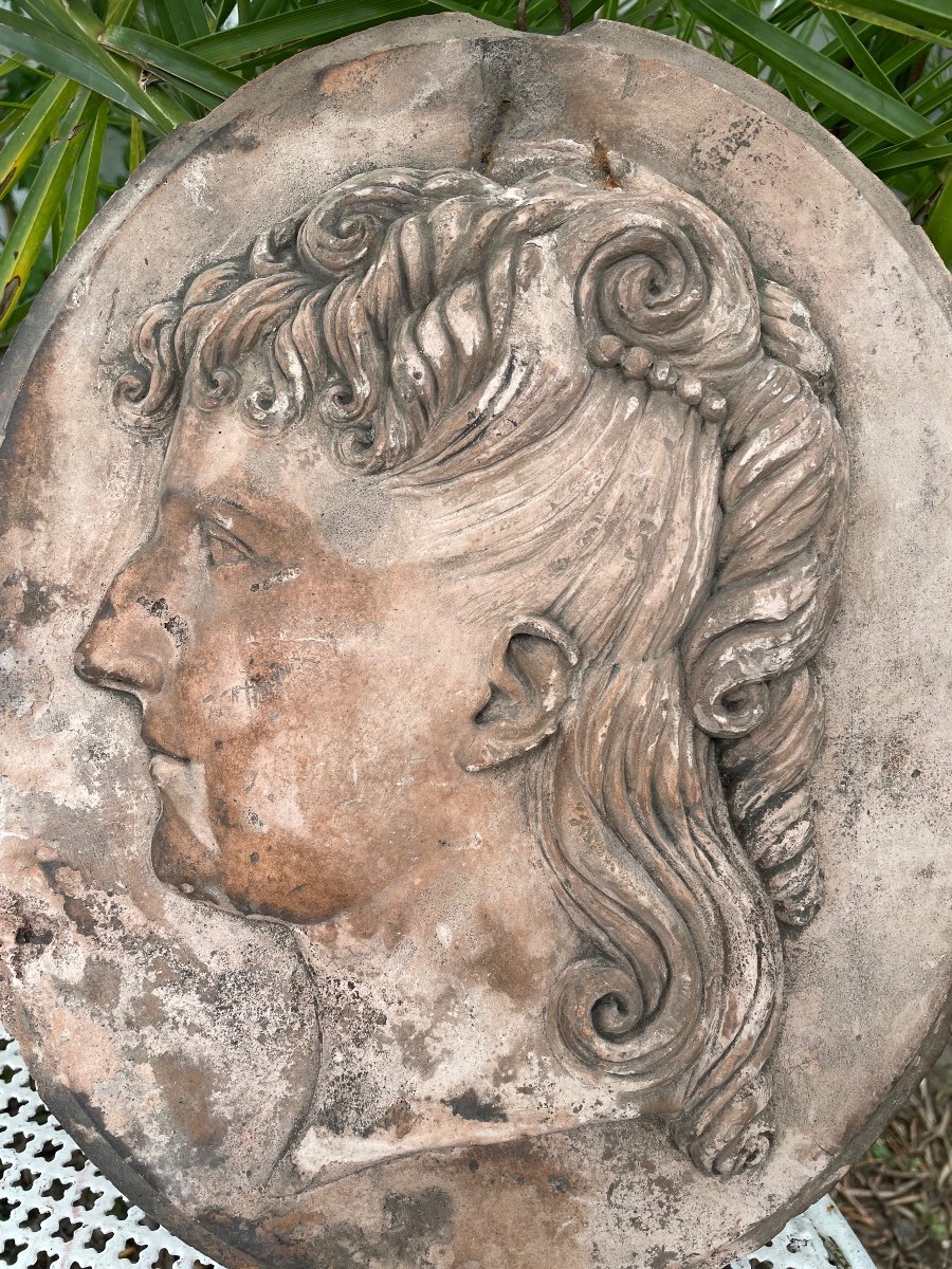 Terracotta Profile Of Young Curly Woman -photo-5