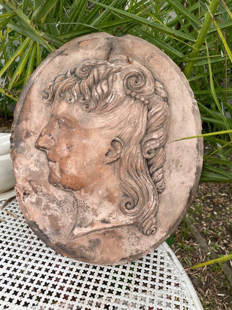 Terracotta Profile Of Young Curly Woman -photo-6