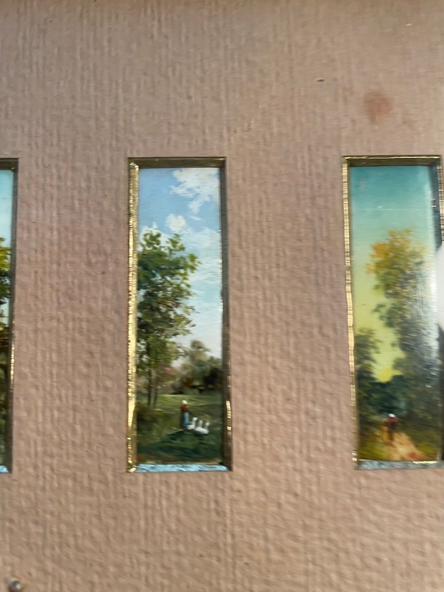 Ensemble De Quatre Minuscules Tableaux 