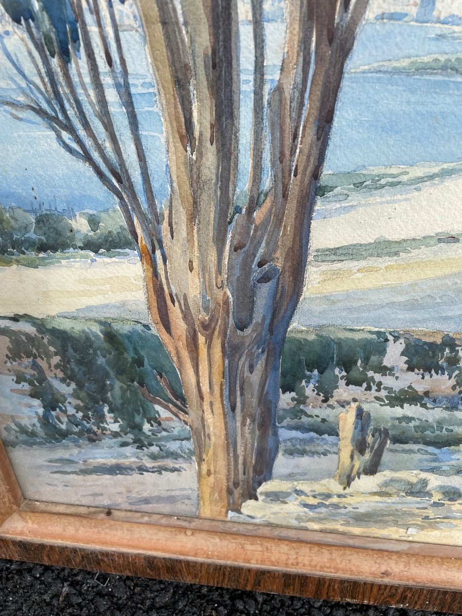 Very Large Watercolor By Jullien Rousset -photo-4