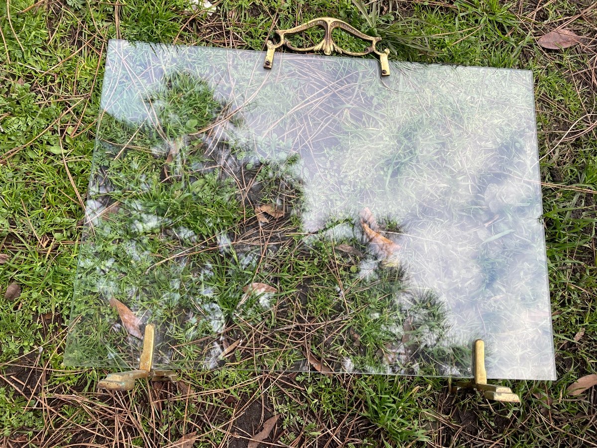 écran De Cheminée En Verre Et Laiton -photo-6