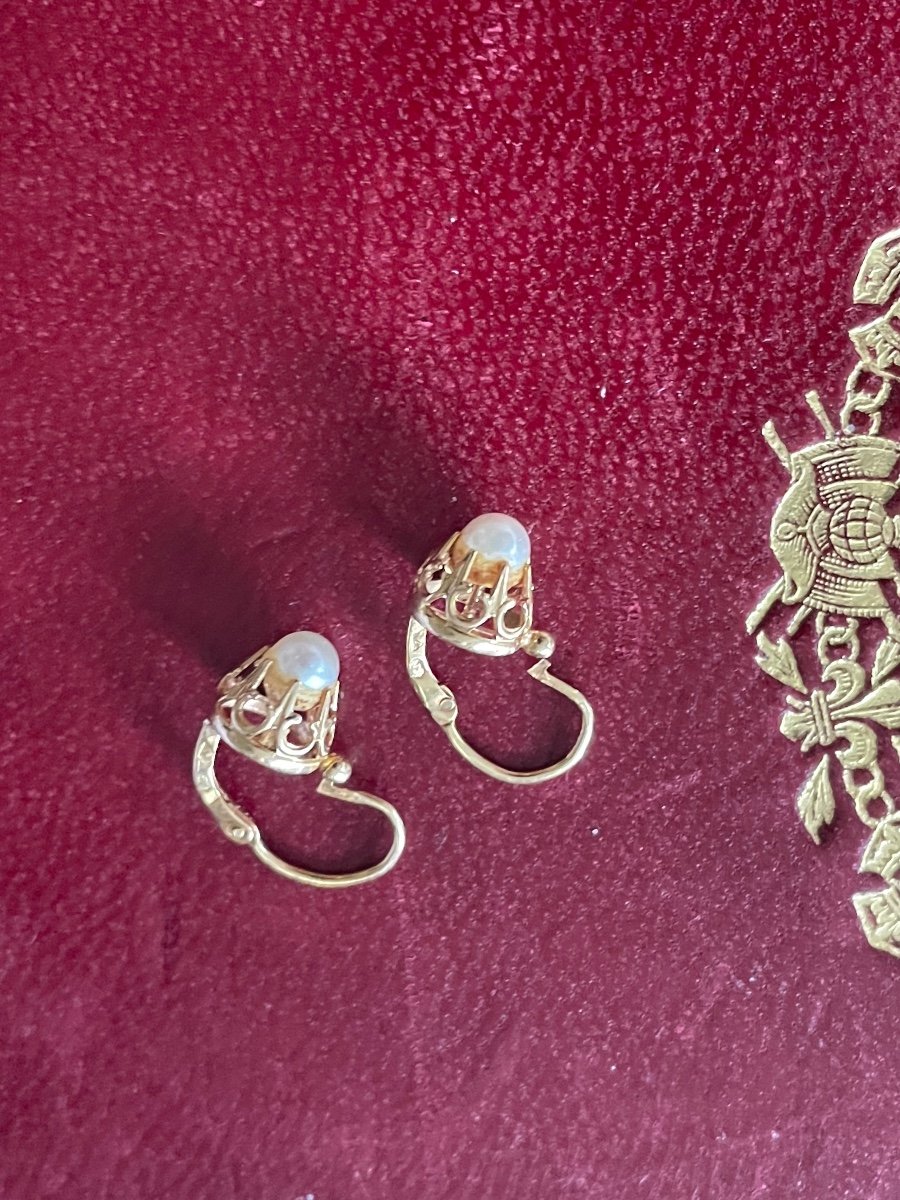 Pair Of Gold And Pearl Earrings -photo-1