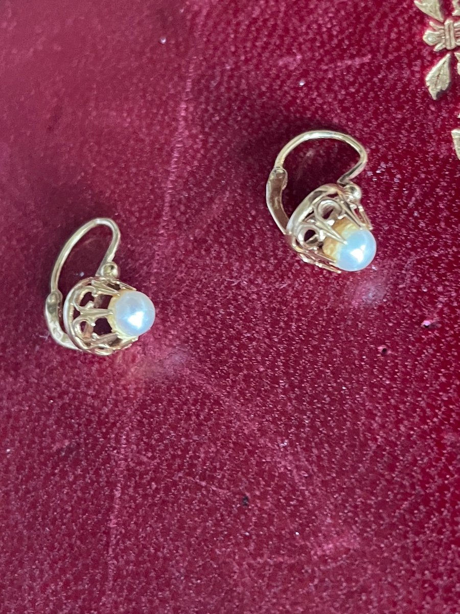 Pair Of Gold And Pearl Earrings -photo-6