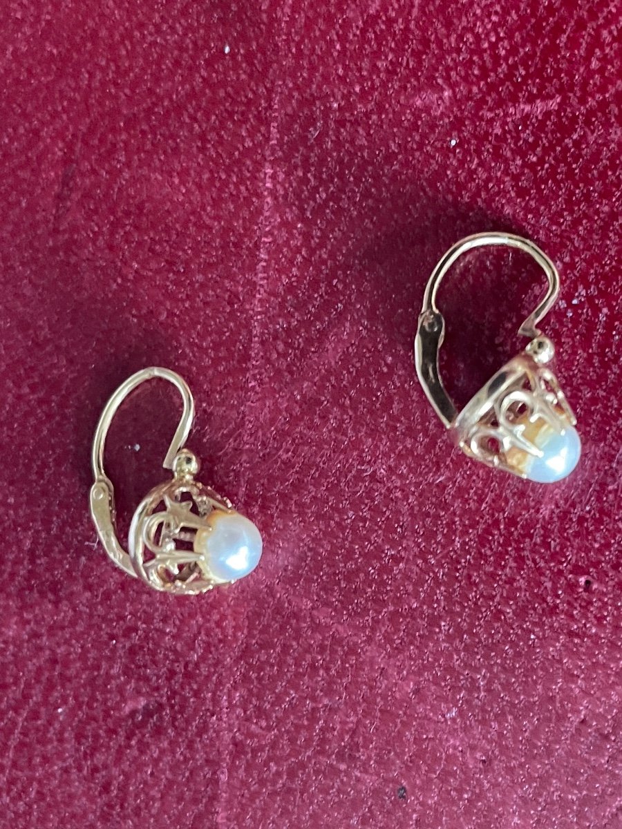 Pair Of Gold And Pearl Earrings -photo-7