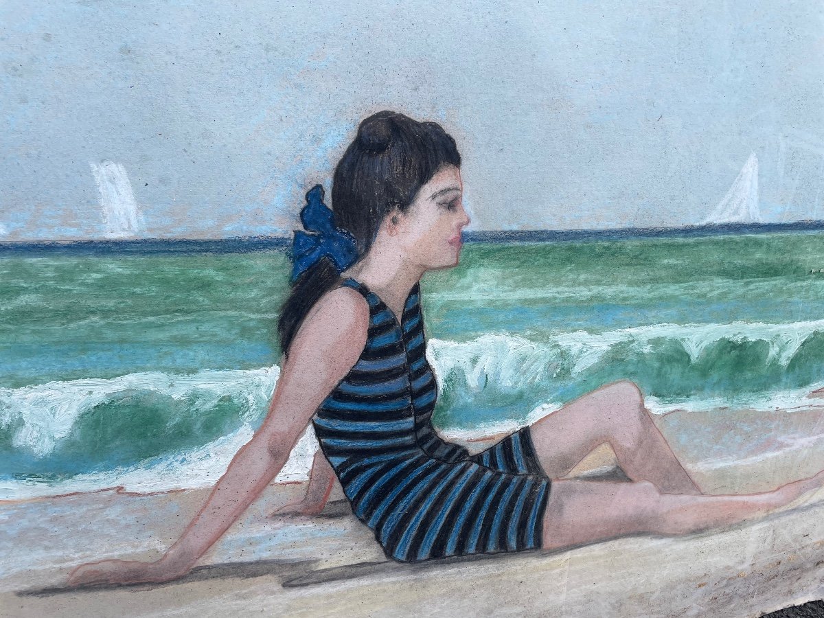 Bathers In Striped Swimsuits By Claude Bernard -photo-2
