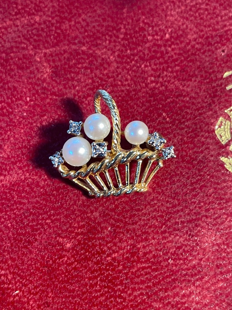 Gold And Pearl Basket Brooch -photo-6