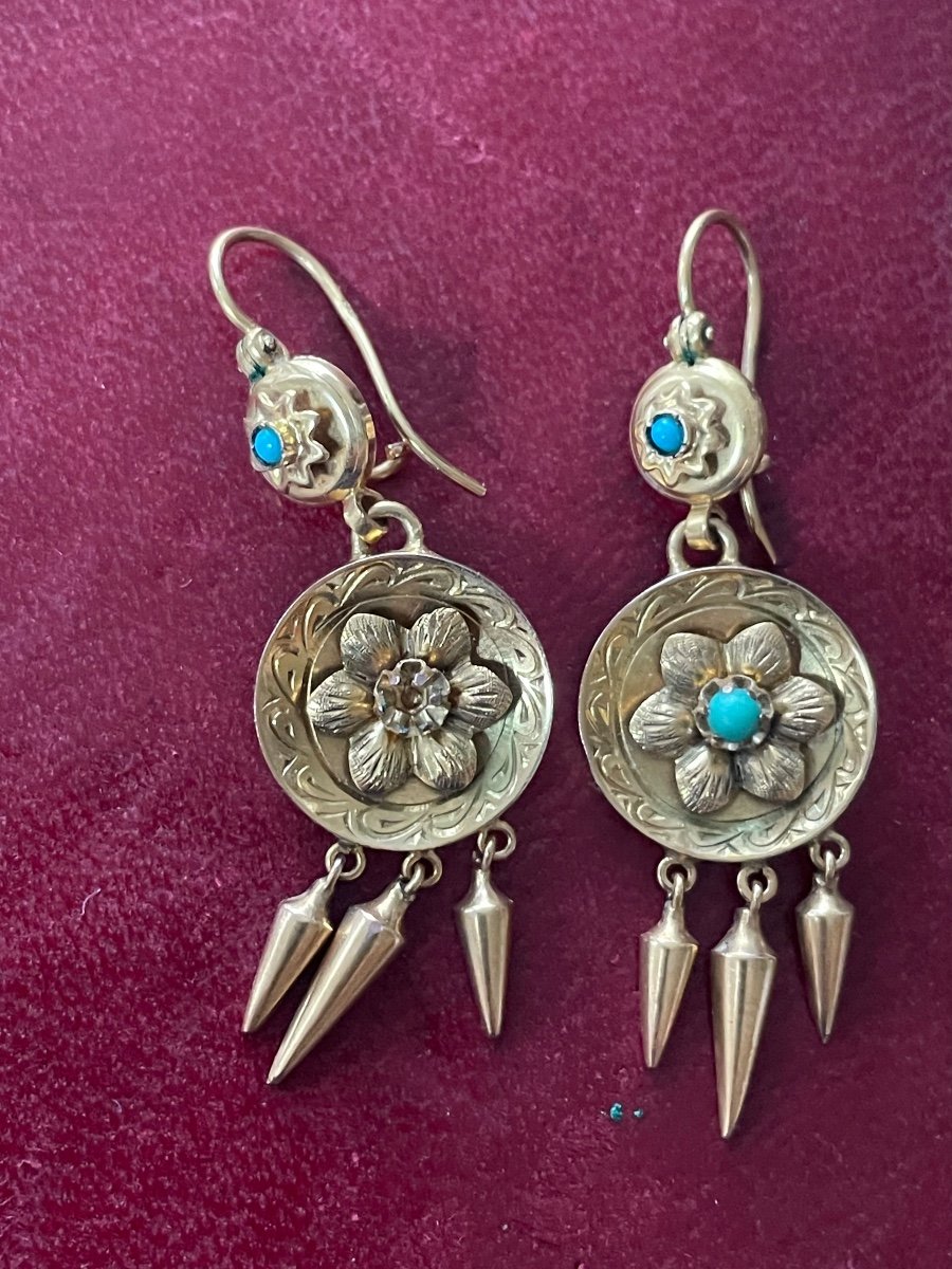 Gold And Turquoise Earrings -photo-2