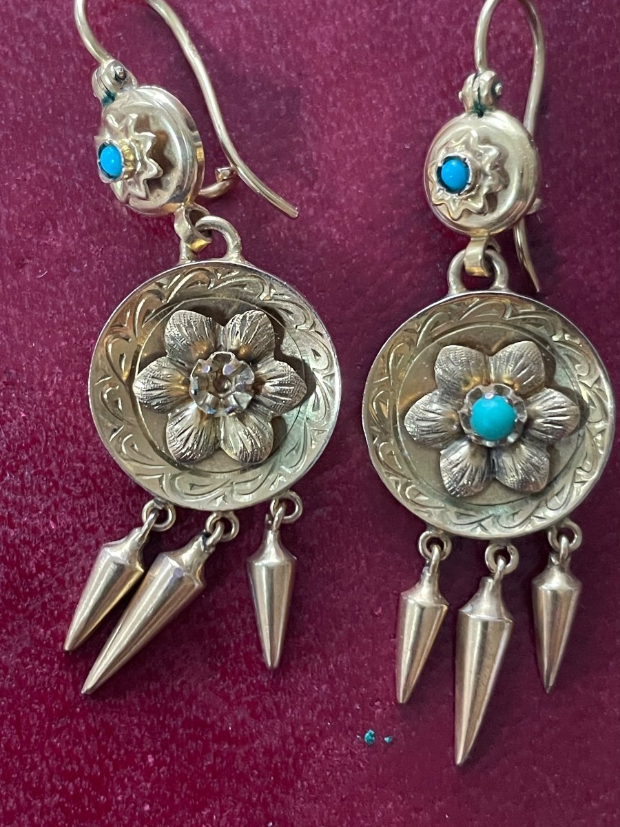 Gold And Turquoise Earrings -photo-3