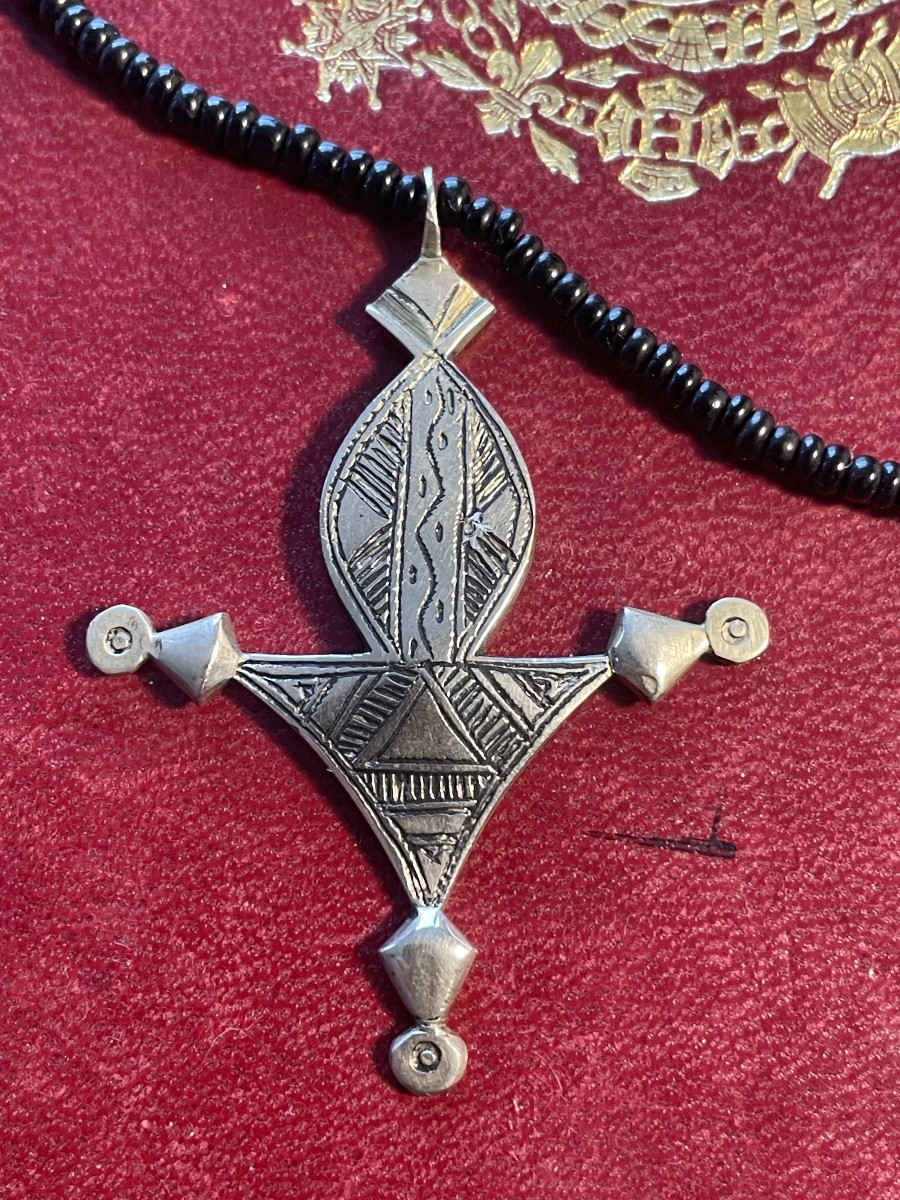 Collier Ethnique Pierres Noires Et Argent -photo-3