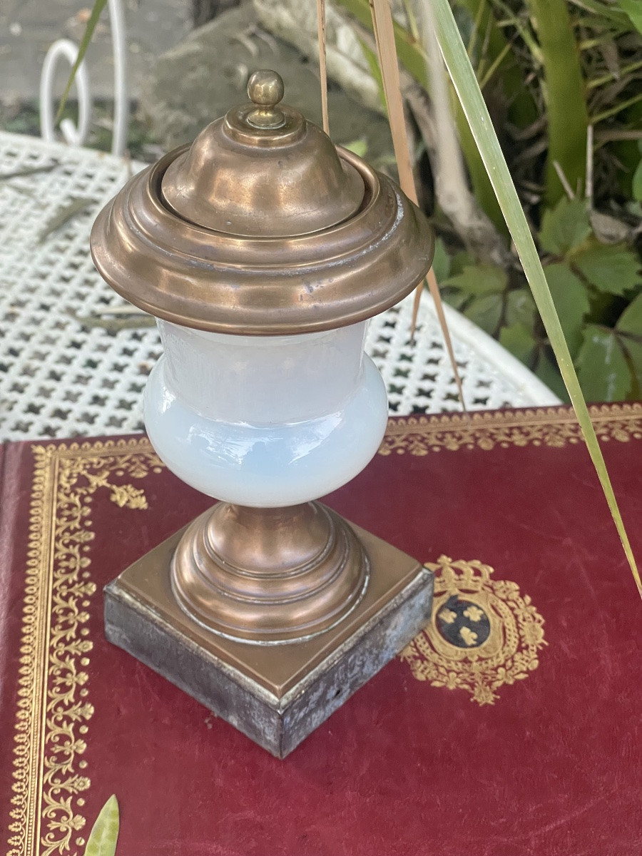 Medici Opaline And Brass Vase -photo-5