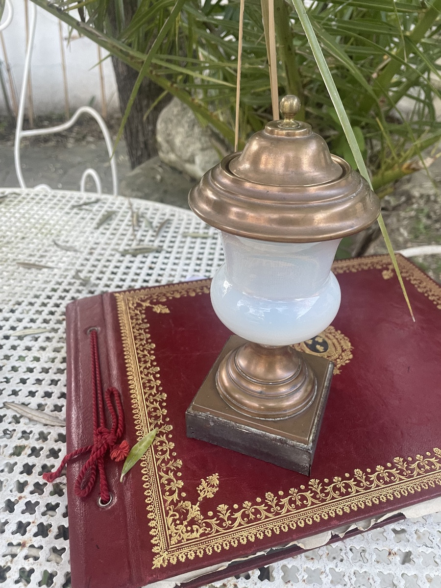 Medici Opaline And Brass Vase 