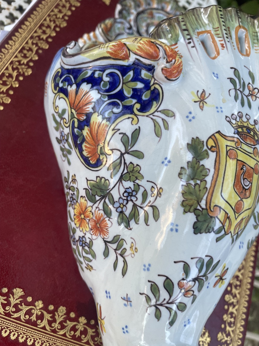 Rouen Earthenware Cornet Vase -photo-2