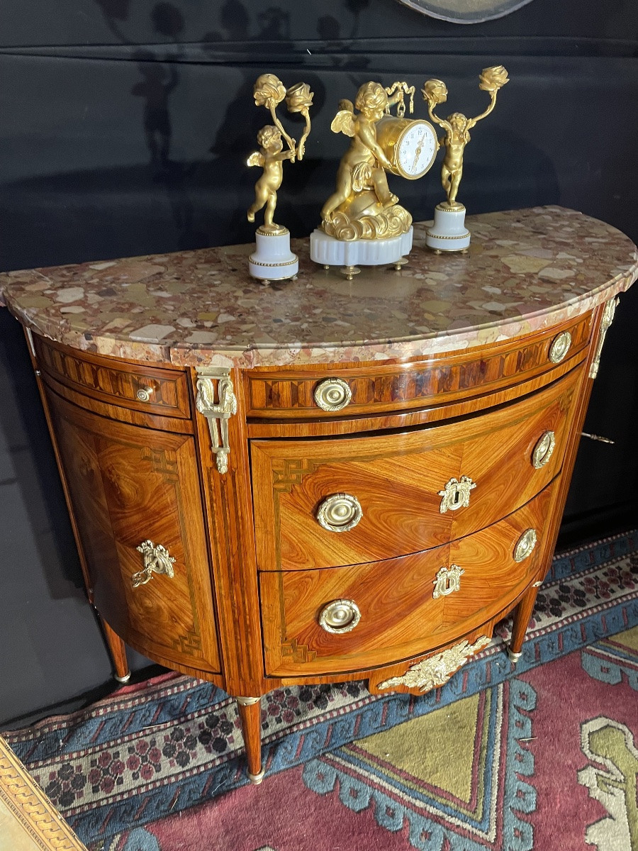 Commode Demi Lune Louis XVI -photo-3