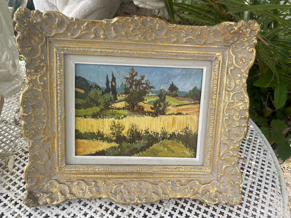 Paysage provençal aux champs de blé 