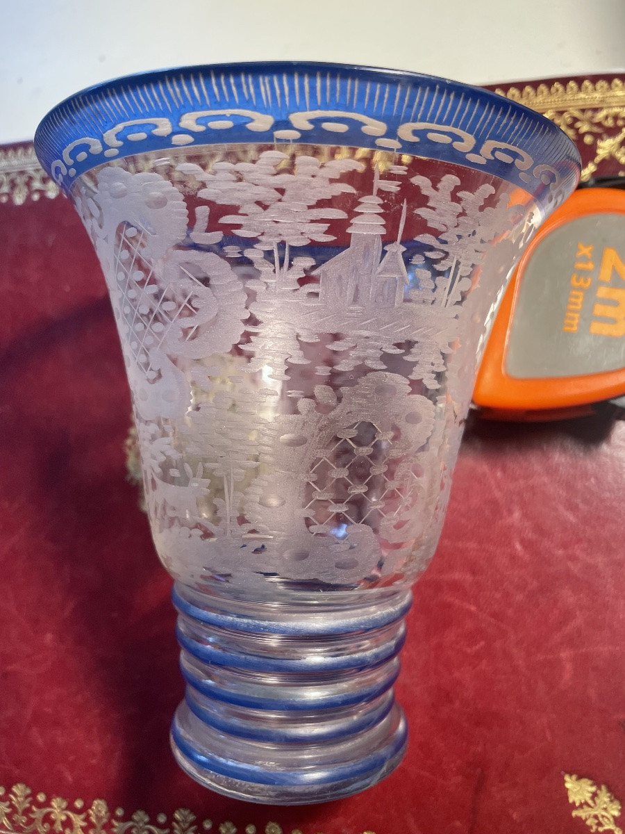 Vase  cristal gravé -photo-6