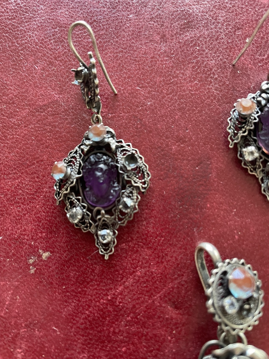 19th Century Silver And Amethyst Set -photo-2