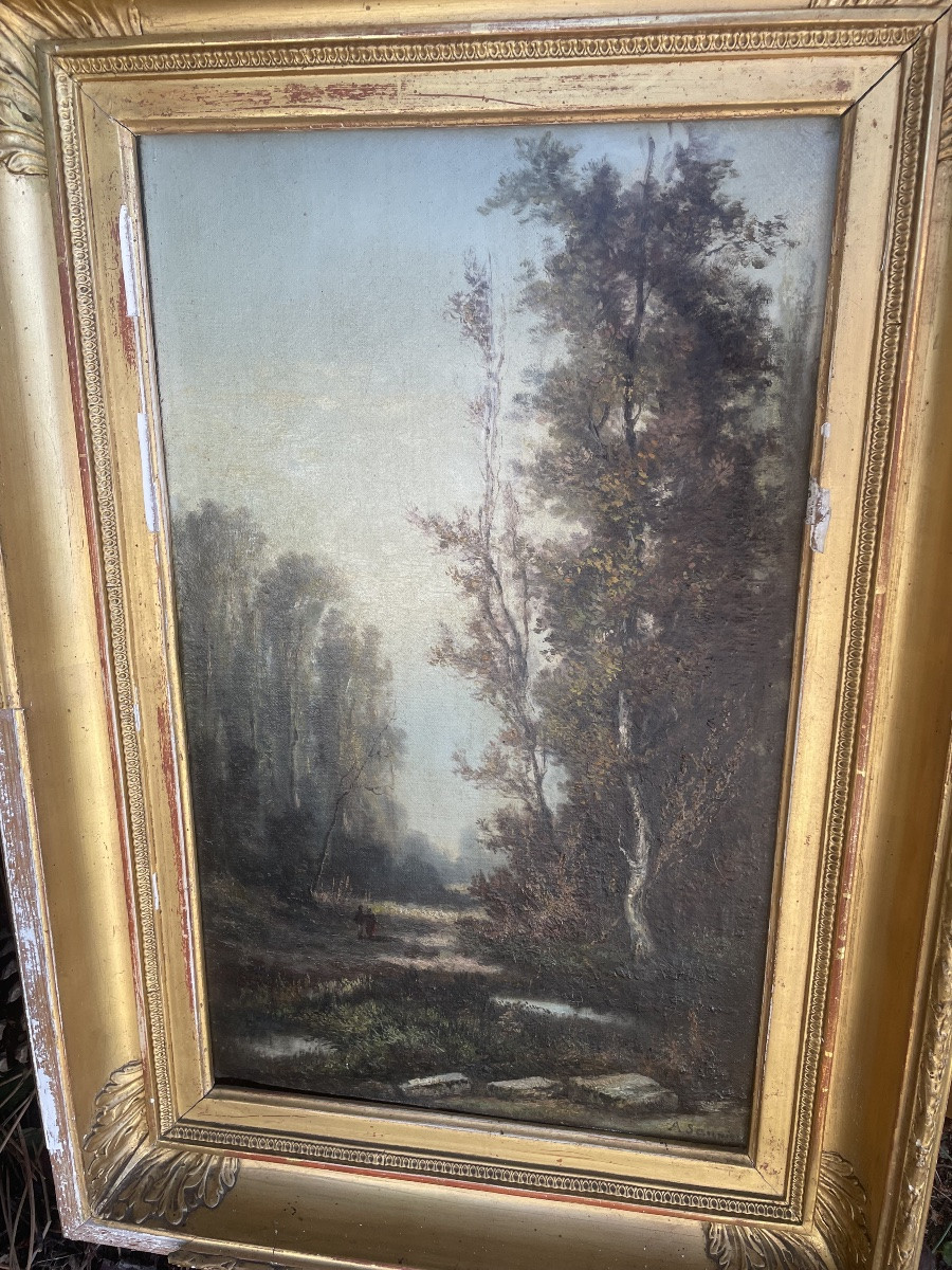 Pair Of Barbizon Paintings By A. Saunier B-photo-3