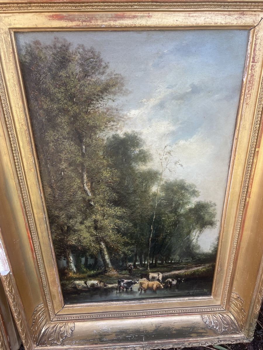 Pair Of Barbizon Paintings By A. Saunier B