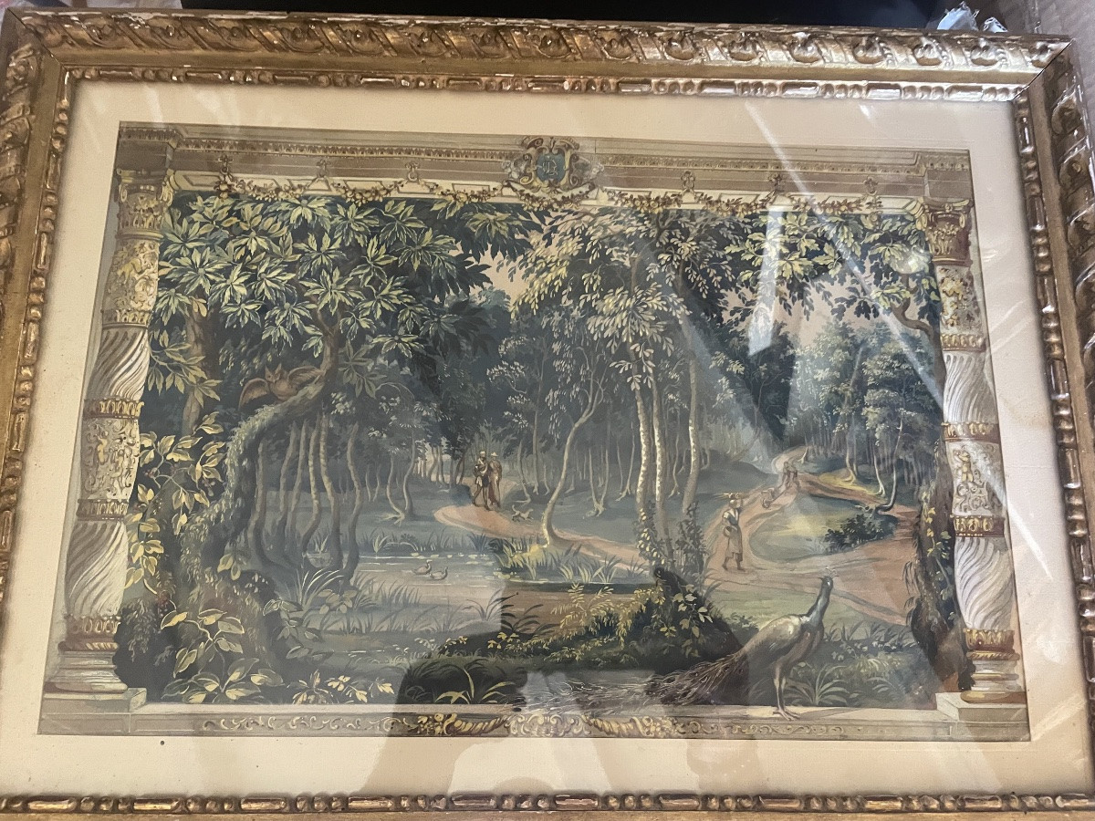 Gouache Animated Scene. 18th Century. -photo-1