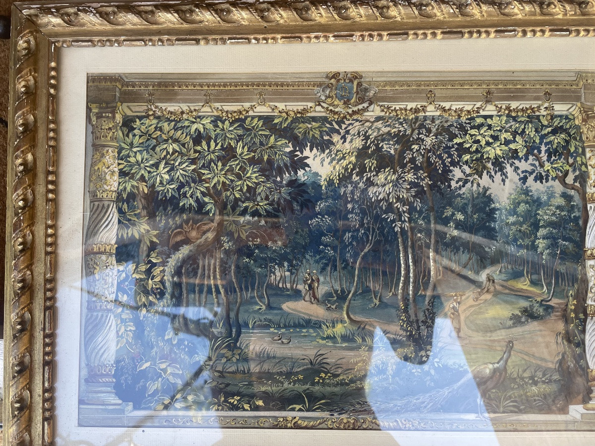 Gouache Animated Scene. 18th Century. -photo-8