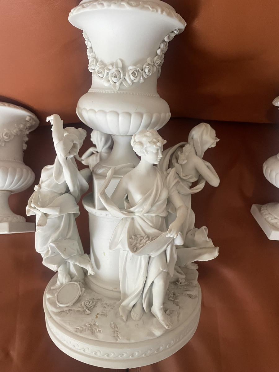 Biscuit de Sèvres les quatres  saisons avec ses cassolettes -photo-4