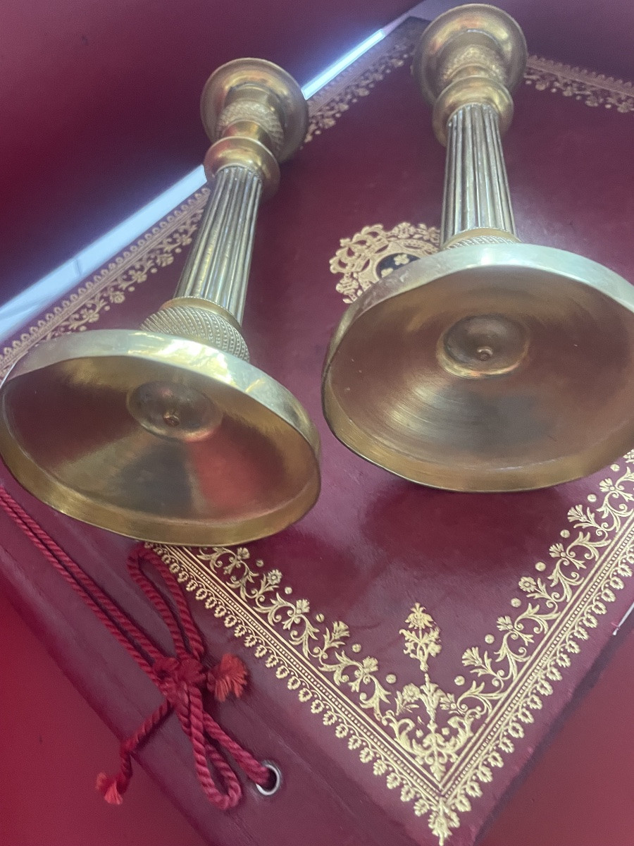 Pair Of 19th Century Gilt Bronze Candlesticks -photo-2