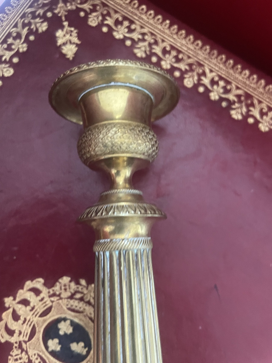 Pair Of 19th Century Gilt Bronze Candlesticks -photo-4