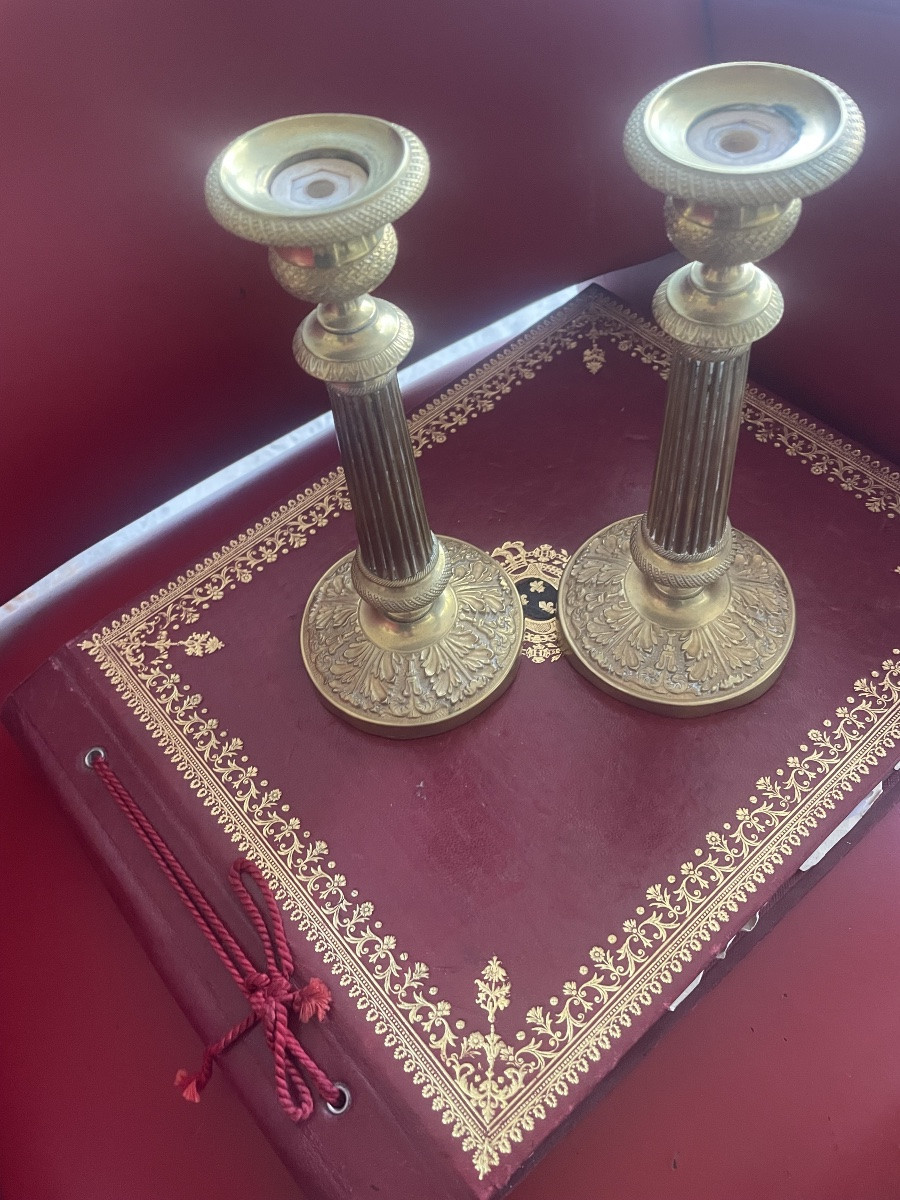 Pair Of 19th Century Gilt Bronze Candlesticks -photo-5
