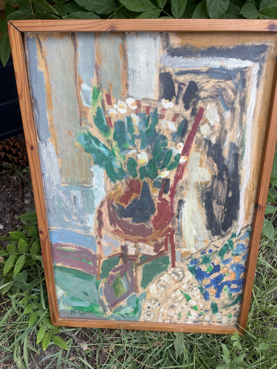 Chaise et bouquet de fleurs -photo-1