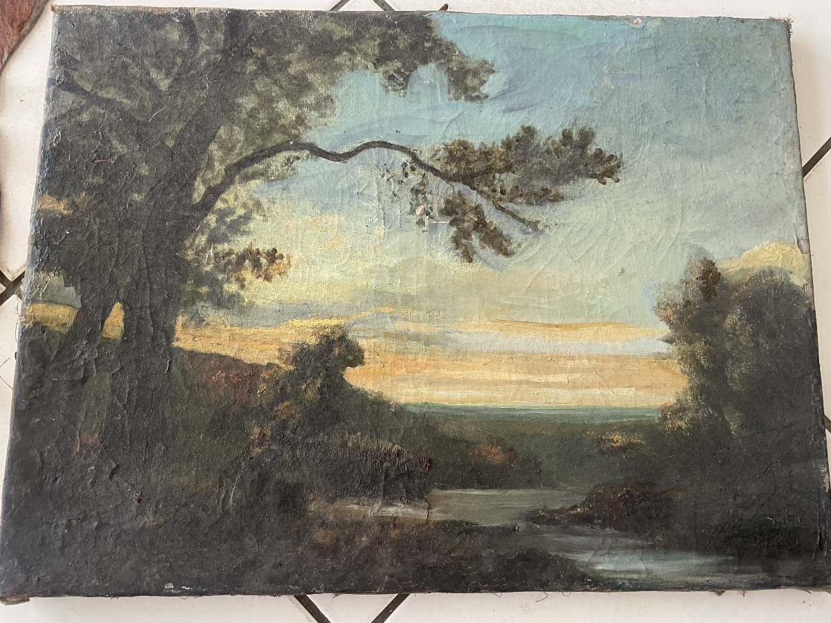 River And Sea Landscape By Louis Auguste Auguin 