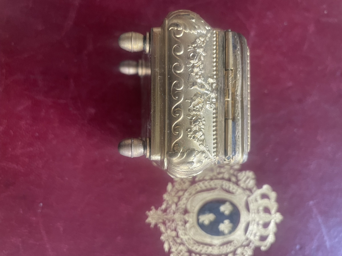 Gilded Brass Box And Miniature-photo-3