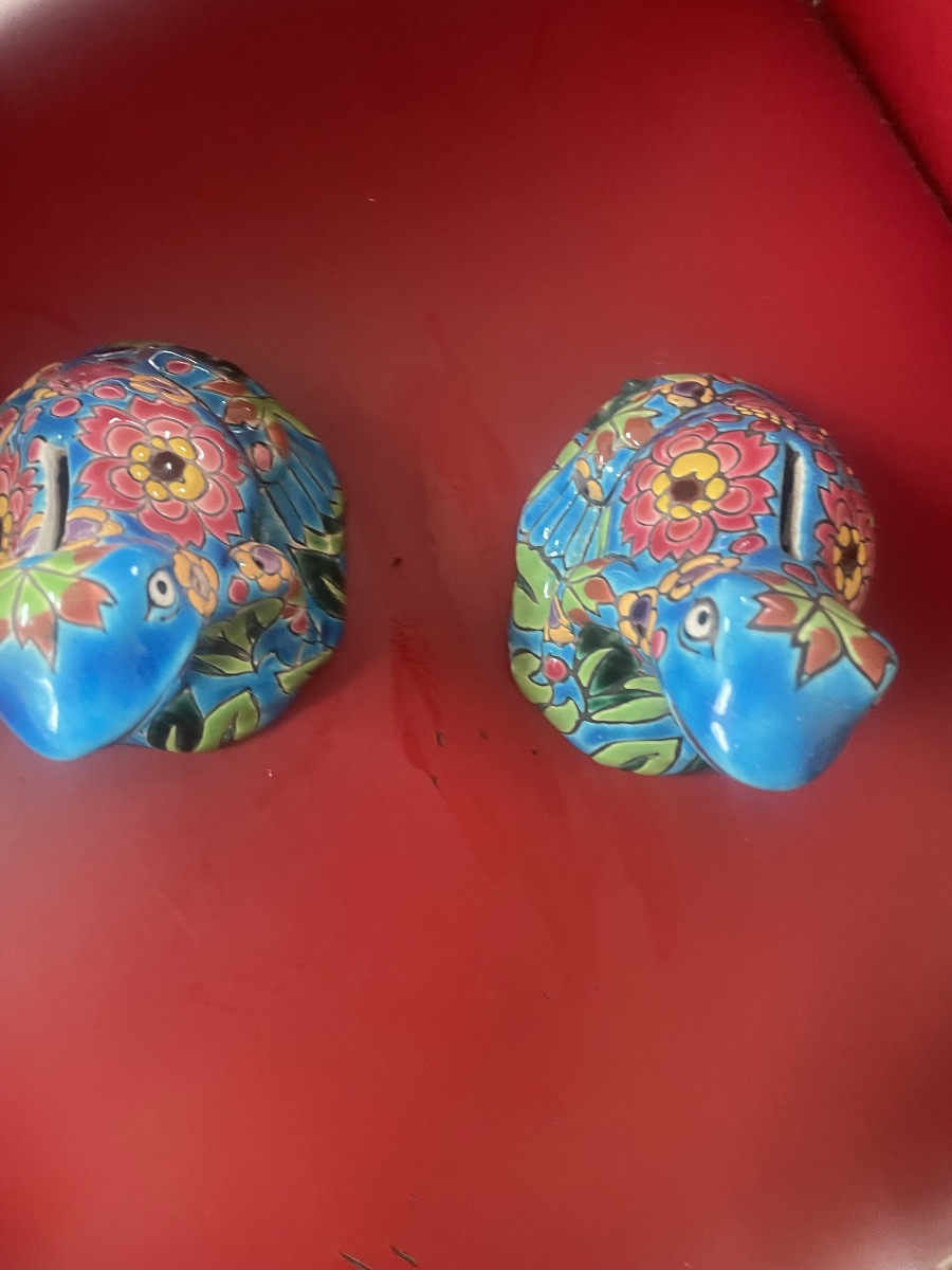 Pair Of Lomgwy Piggy Bank Frogs-photo-3