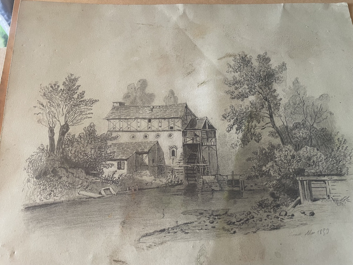 Mill And River Drawing -photo-1
