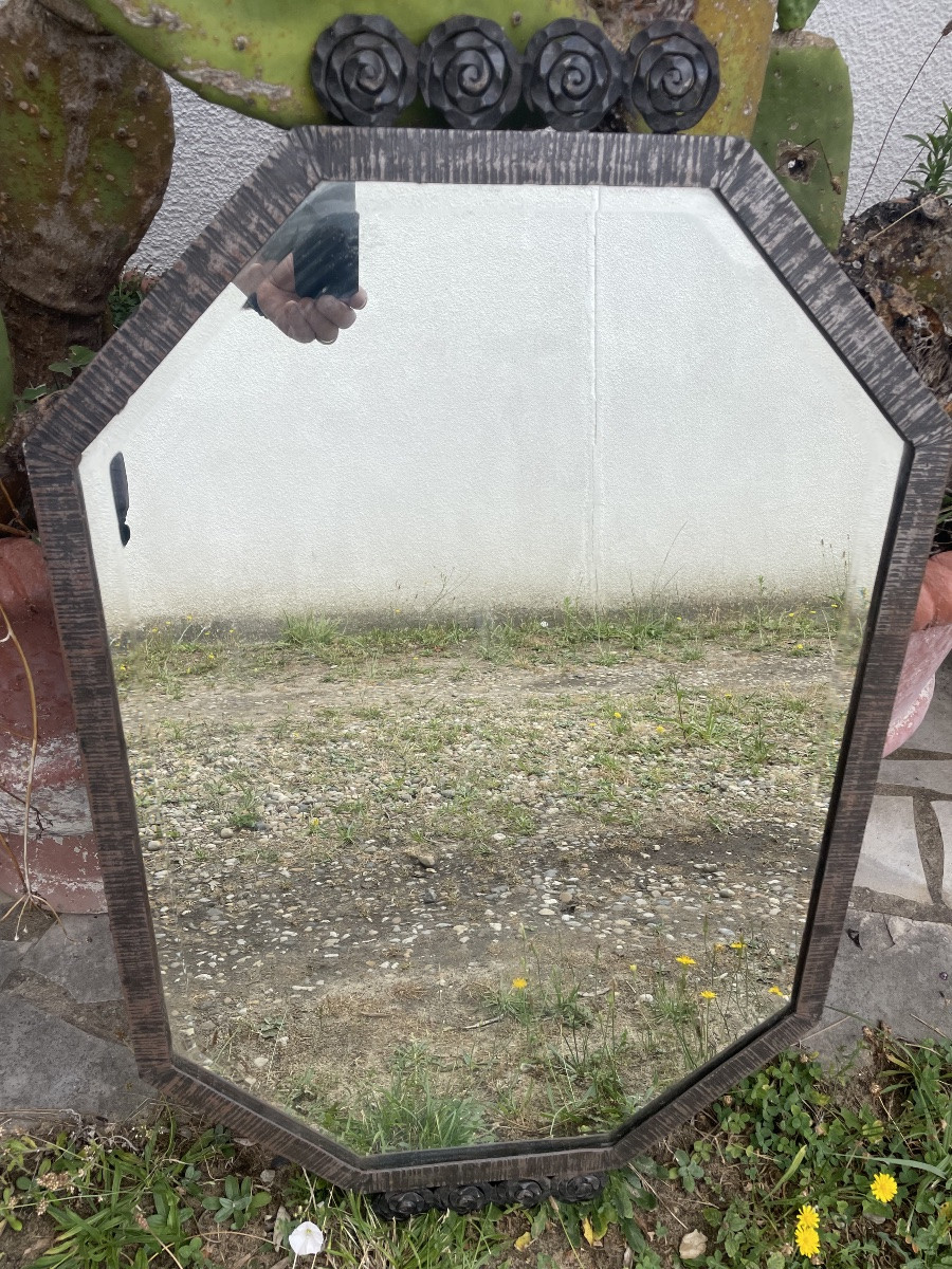 Miroir art déco fer martelé -photo-4