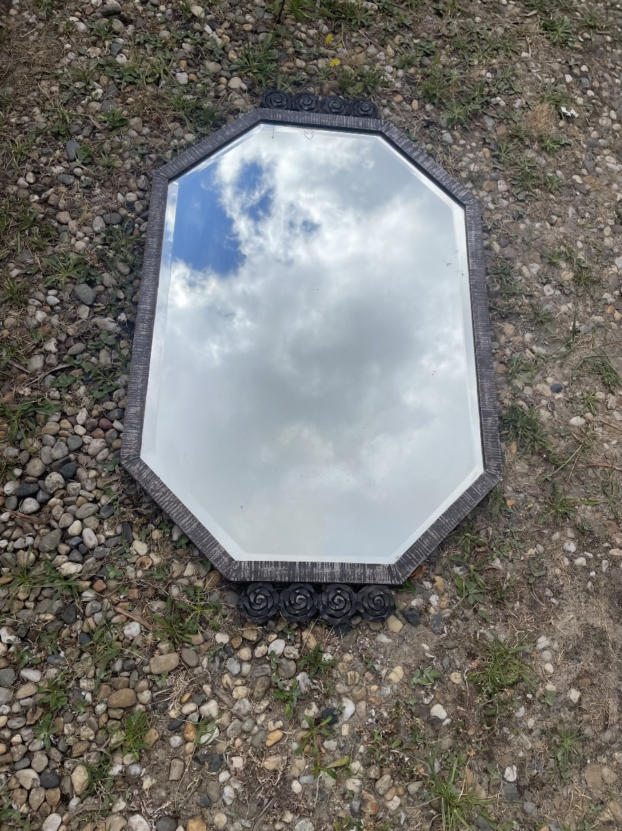 Miroir art déco fer martelé 
