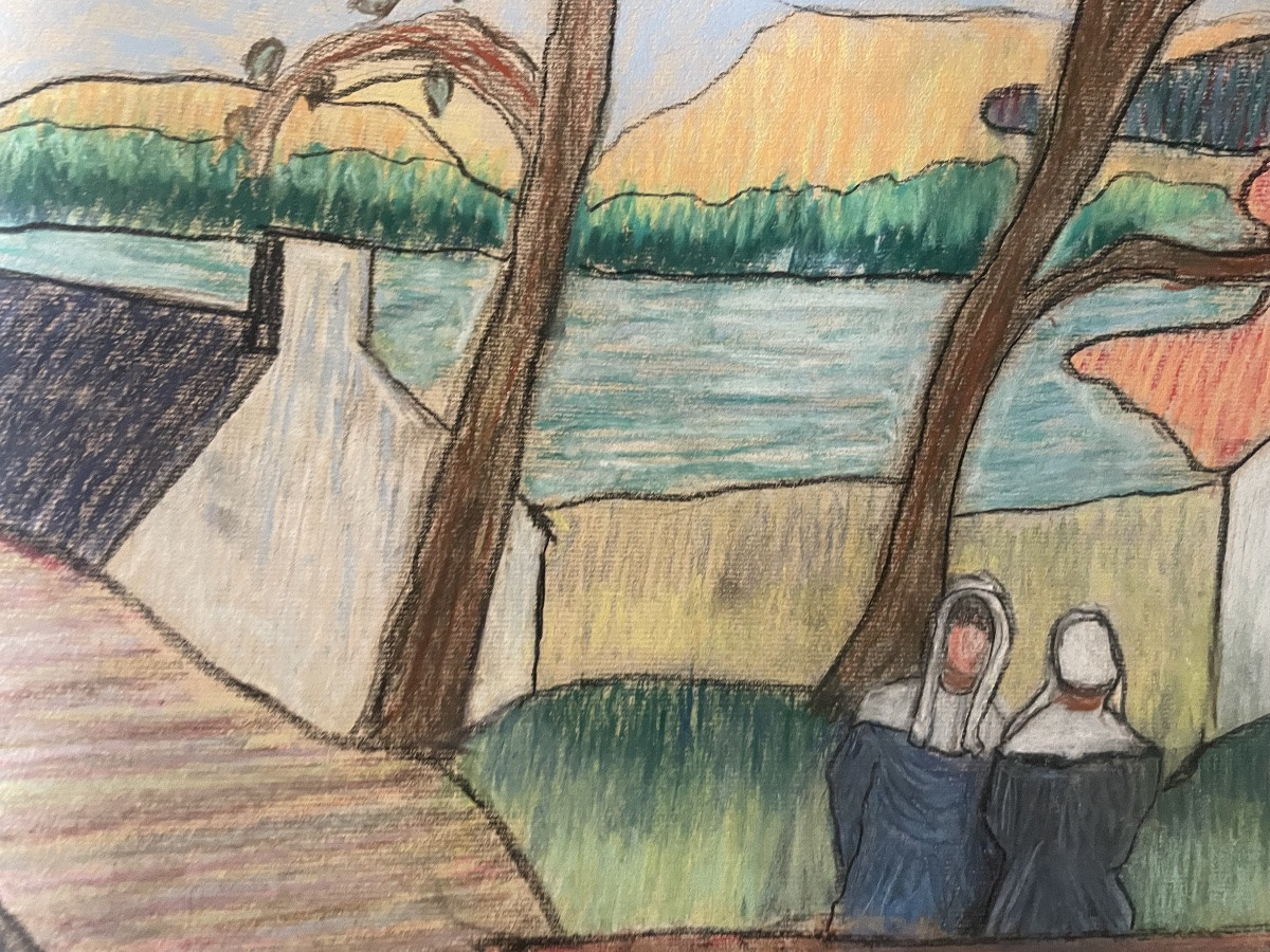 Pastel Of Two Breton Women -photo-4