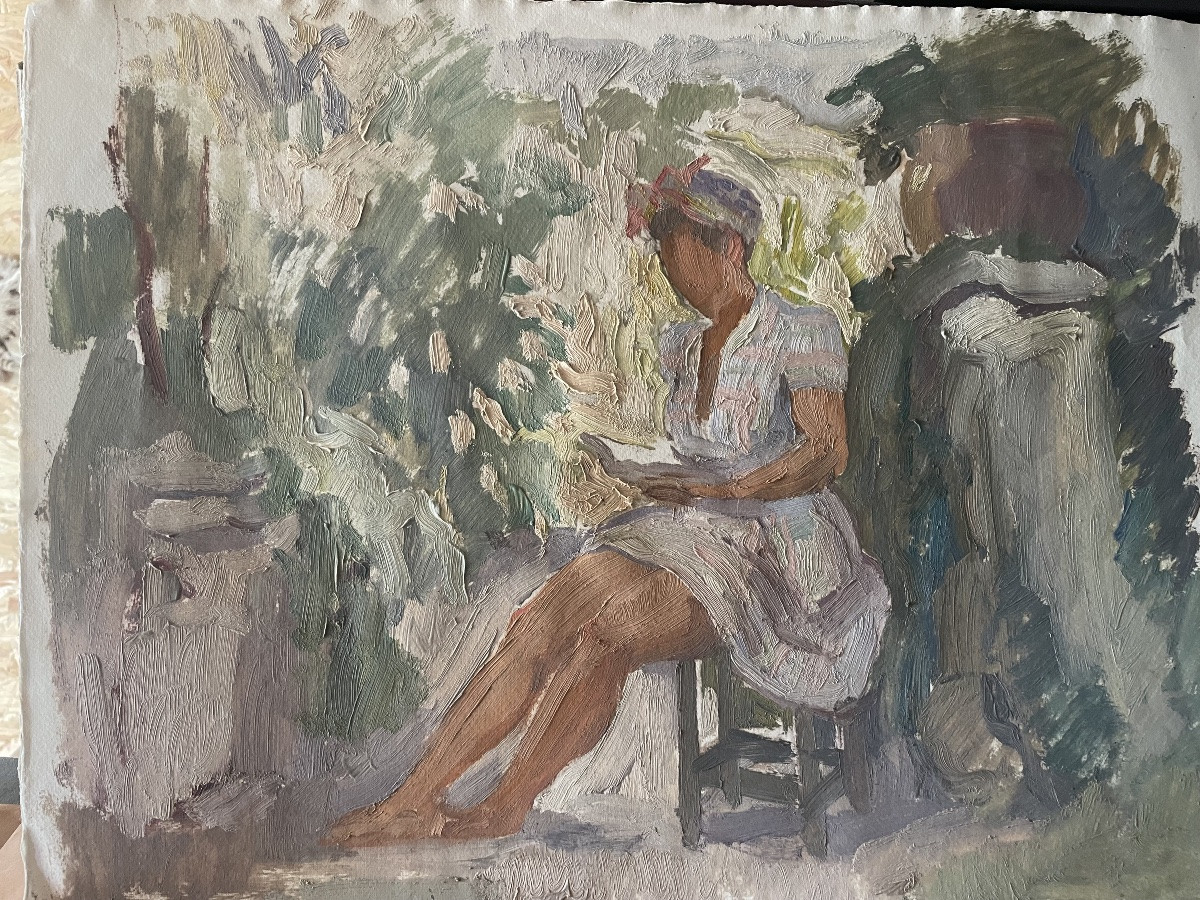 Woman Reading In The Garden -photo-2