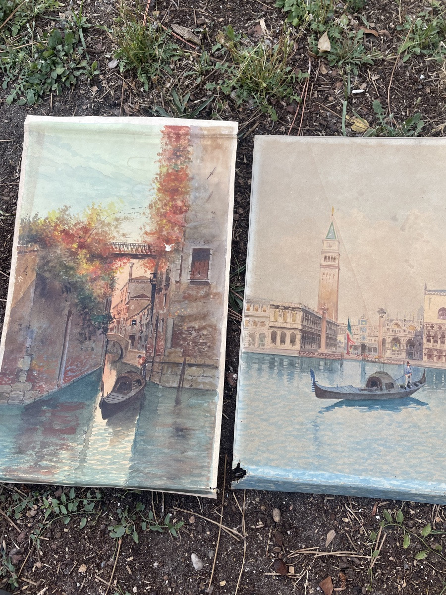 Pair Of Watercolors Of Venice By Gustavi-photo-2
