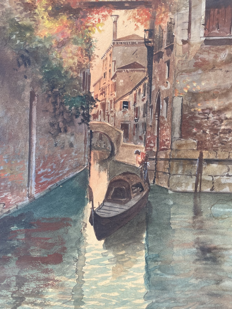 Pair Of Watercolors Of Venice By Gustavi