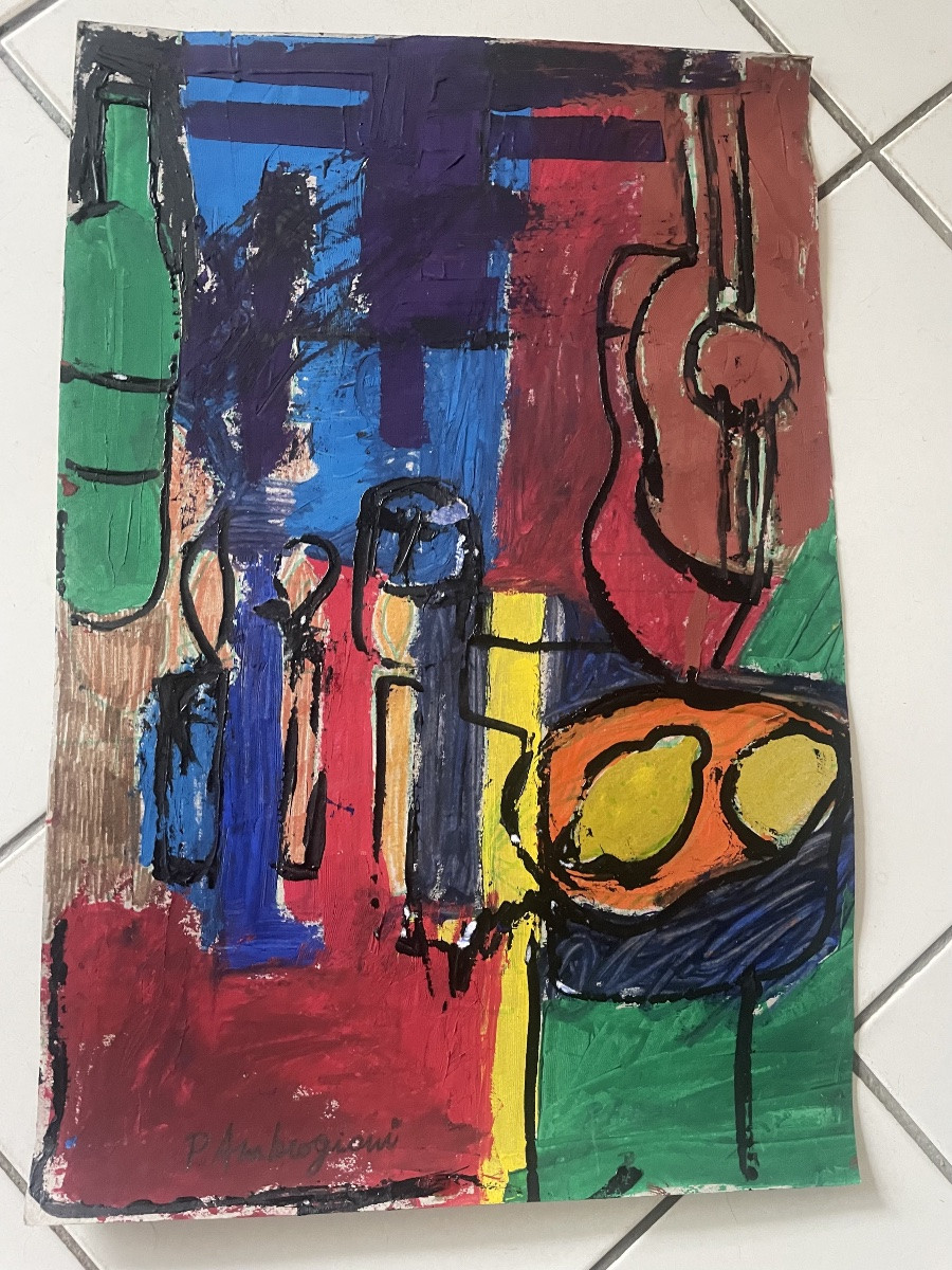 Still Life With Guitar By Pierre Ambrogiani -photo-1