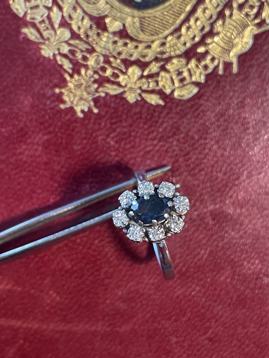Bague or saphir et brillants -photo-3
