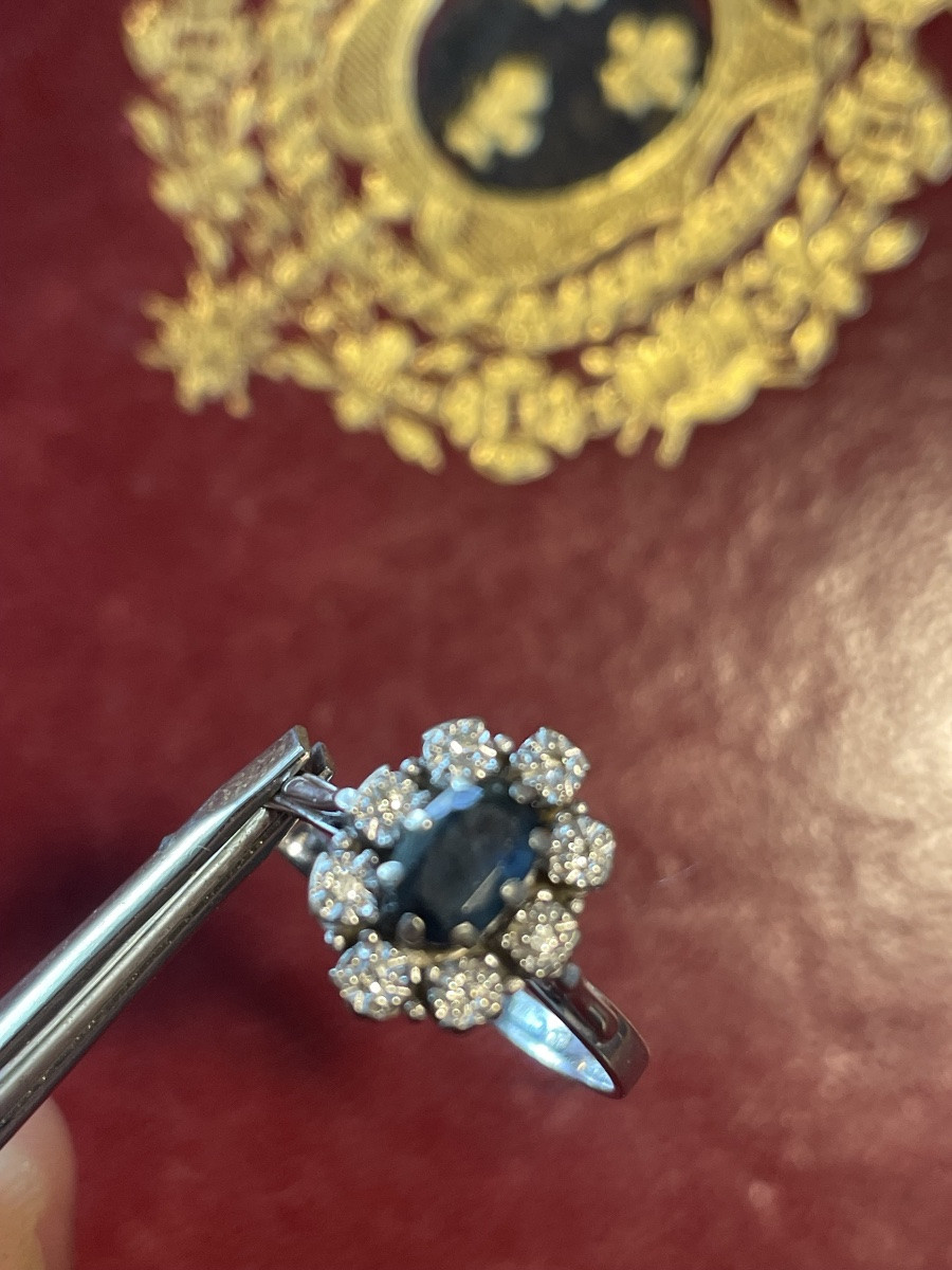 Bague or saphir et brillants -photo-3