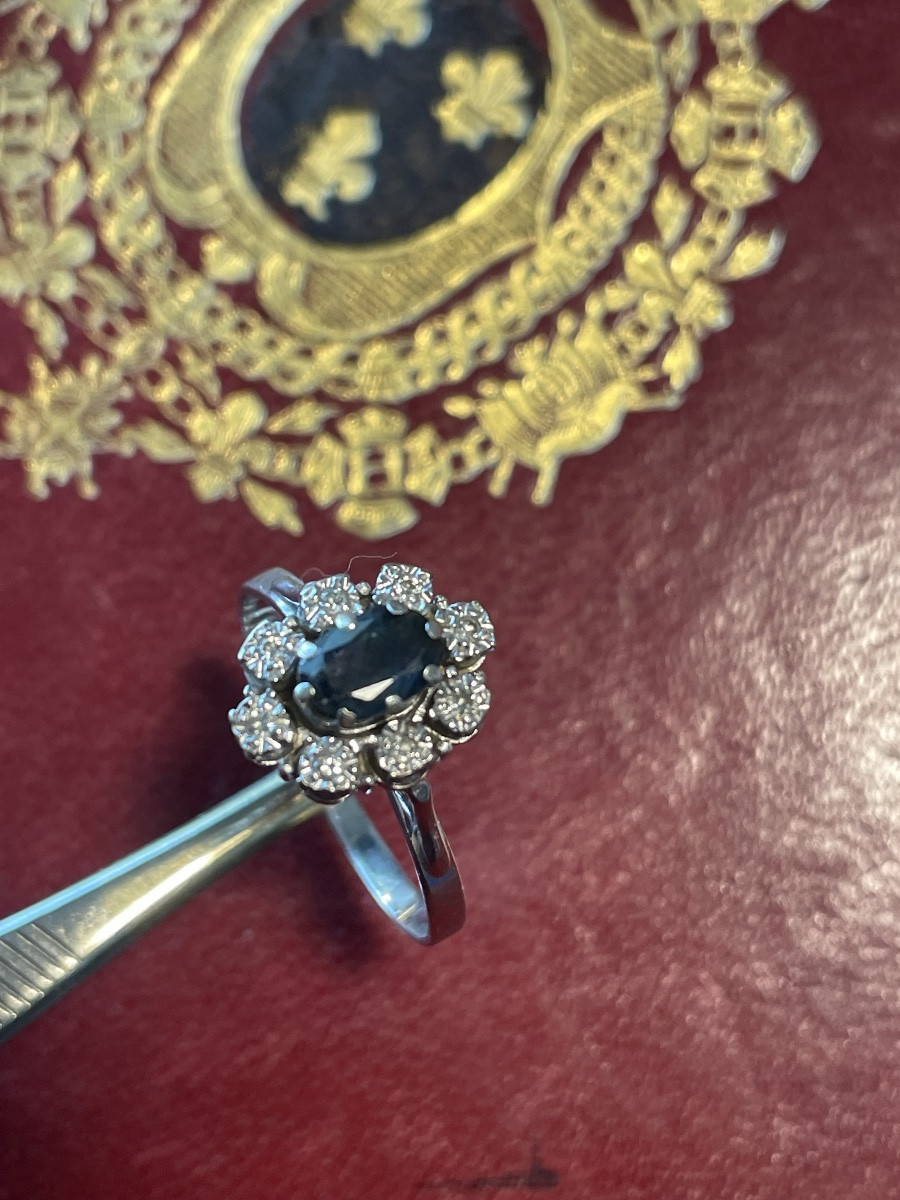 Bague or saphir et brillants -photo-5