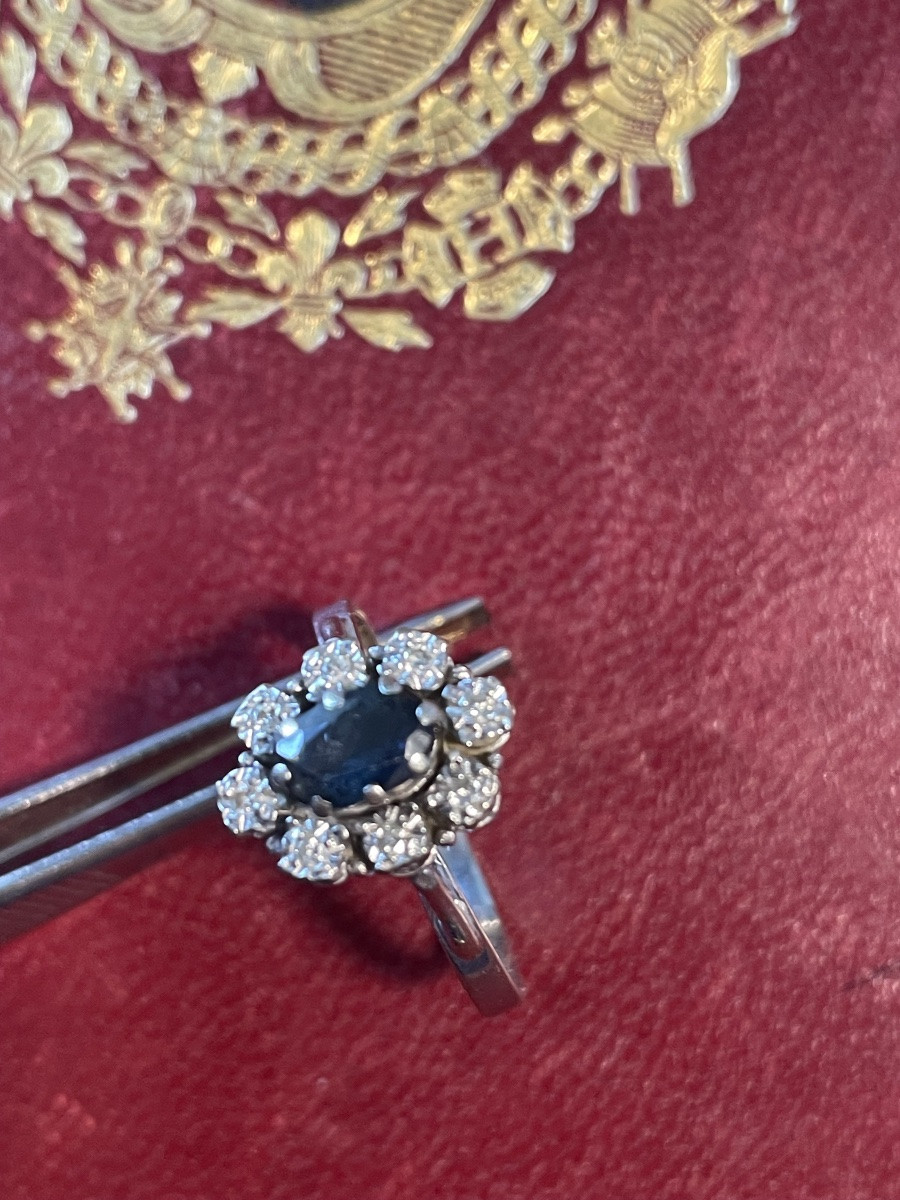 Bague or saphir et brillants -photo-7