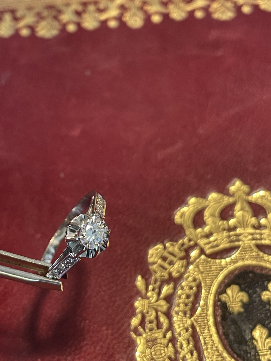 Bague Solitaire or avec diamant 