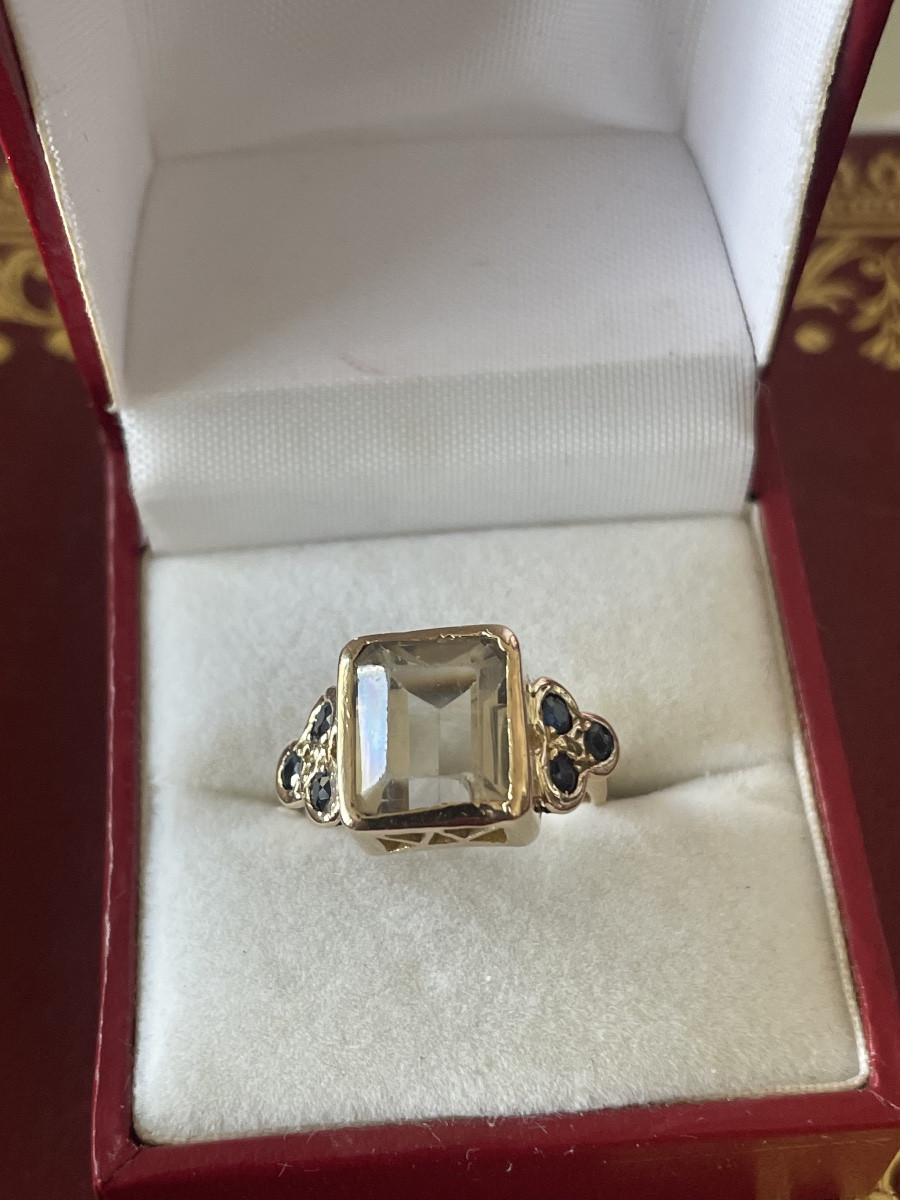 Bague or citrine et saphirs -photo-4