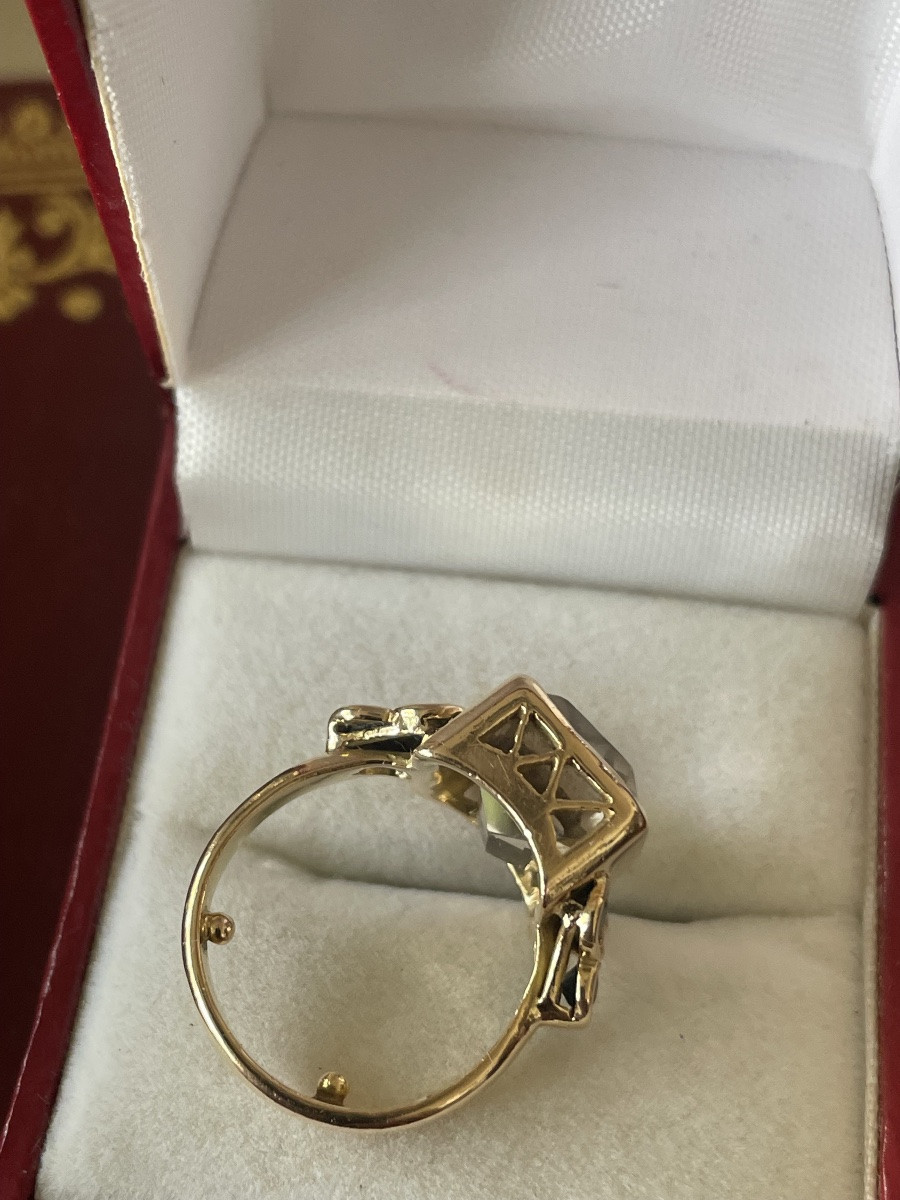 Bague or citrine et saphirs -photo-1