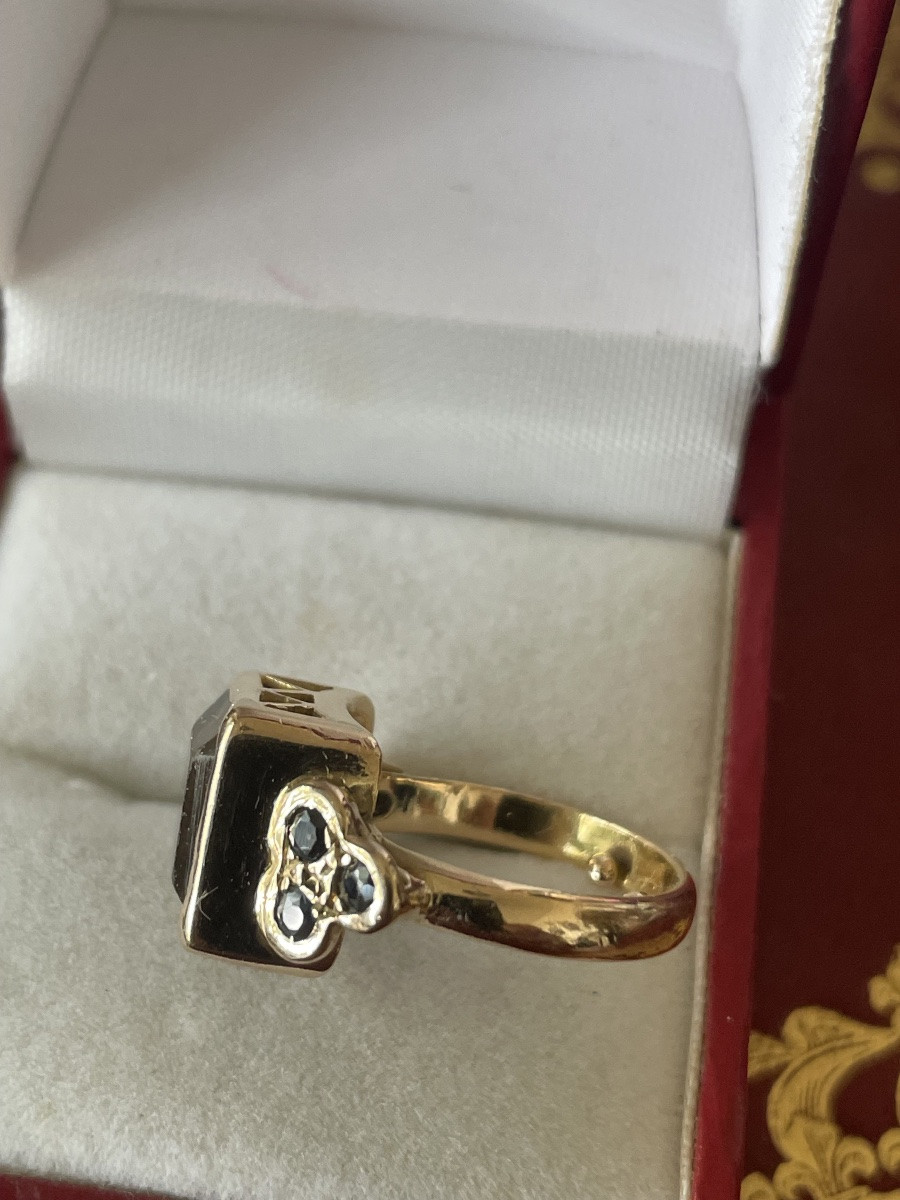 Bague or citrine et saphirs -photo-6