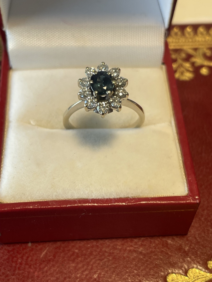 Bague or blanc saphir et brillants -photo-3