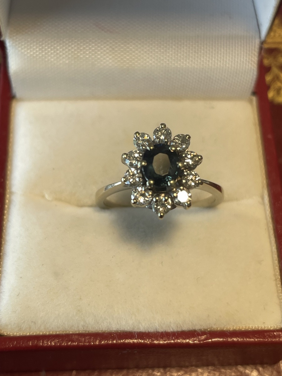 Bague or blanc saphir et brillants -photo-4